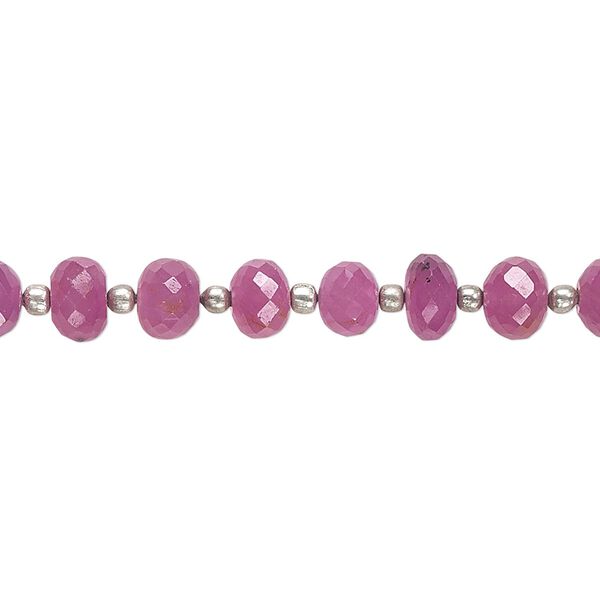 Pink sapphire 1pkg1, hand-cut faceted rondelle bead 8 inch 4x3mm-6x5mm image number 0