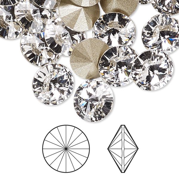 Chaton 288pk crystal clear foil back, Swarovski® 10.54-10.91mm rivoli SS47 1122 image number 0