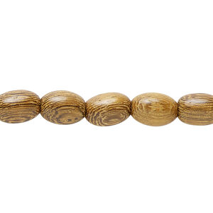Bead, wood (waxed), 9x6mm hand-cut oval. Sold per 15-1/2" to 16" strand.
