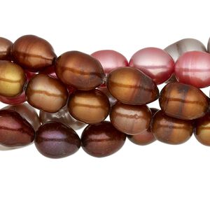 Pearl mix, cultured freshwater (dyed), mixed colors, 7-9mm rice, D+ grade, Mohs hardness 2-1/2 to 4. Sold per (5) 15" to 16" strands.