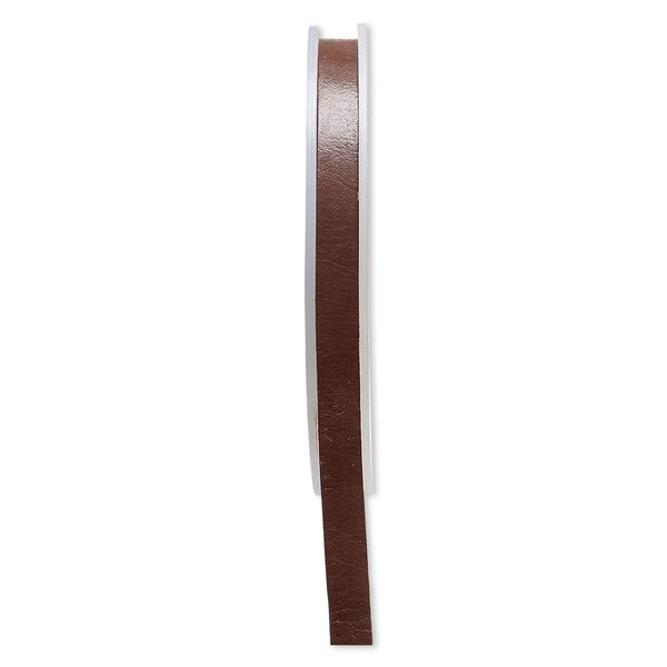 Cord, leather, brown, 8mm flat. Sold per 25-yard spool. image number 0
