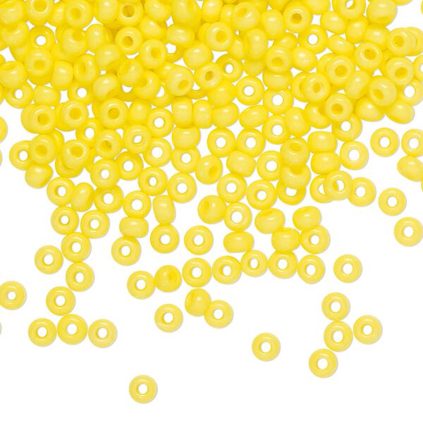 Seed bead, Preciosa Ornela Czech glass, pkg/50g, #8 rocaille, opaque terra intensive dyed yellow chalkwhite, (16A86). image number 0