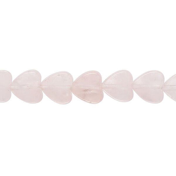 Bead, rose quartz (natural), 8x8mm flat heart, B grade, Mohs hardness 7. Sold per 15-1/2" to 16" strand. image number 0