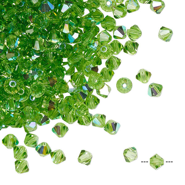 Bead 144pk peridot AB, Preciosa Czech crystal 4mm bicone image number 0