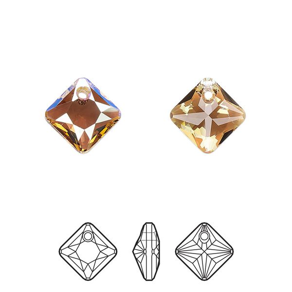 Drop 2pk light Colorado topaz shimmer, Crystal Passions&reg; 11.5mm pendant princess cut 6431 image number 0