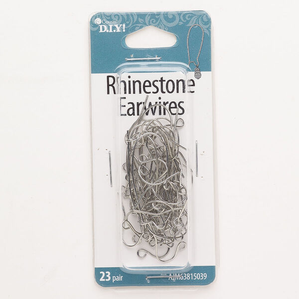 Ear wire assortment, steel, pkg/1, silver finish, assorted sizes kidney and fishhook with open loop. image number 0