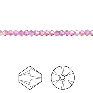 Bead 48pk rose shimmer 2X, Crystal Passions® 3mm bicone 5328