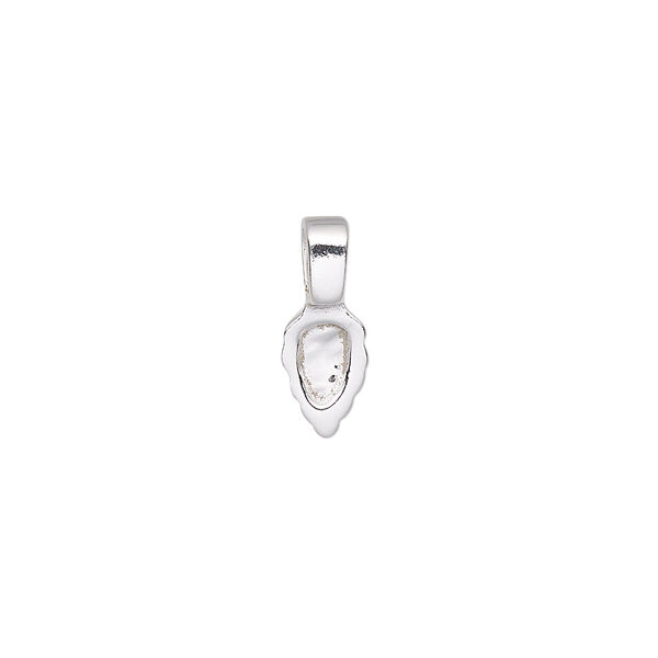 Bail, glue-on, sterling silver, 14x6mm with 10x6mm leaf flat base. Sold individually. image number 0