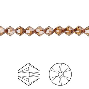 Bead 24pk light amber, Crystal Passions® 5mm bicone 5328