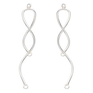 Focal, sterling silver-filled, 41mm double swirl with 2 loops. Sold per pkg of 2.