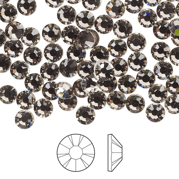 Flat back 144pk black diamond foil back, Preciosa MAXIMA Czech crystal rhinestone 4.6-4.8mm chaton rose round SS20 image number 0