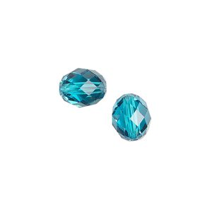 Bead 2pk blue zircon, Crystal Passions® 9.5x8mm olive briolette 5044