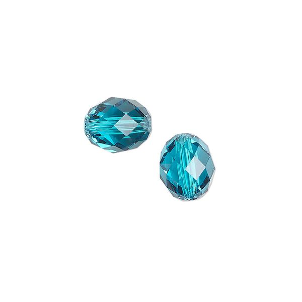 Bead 2pk blue zircon, Crystal Passions® 9.5x8mm olive briolette 5044 image number 0