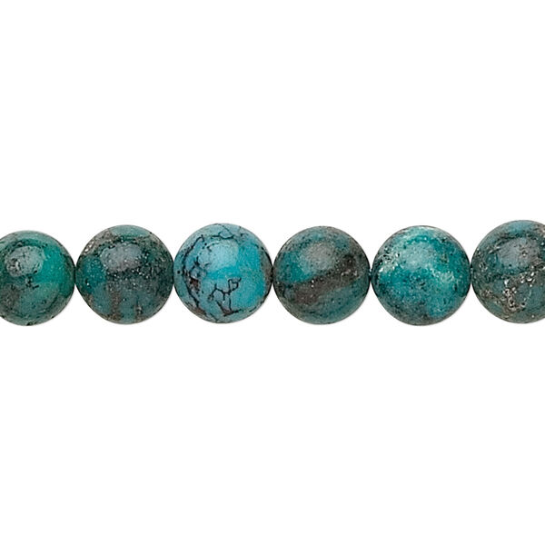 Bead, turquoise (dyed / stabilized), 8mm round, C grade, Mohs hardness 5 to 6. Sold per 15-1/2" to 16" strand. image number 0