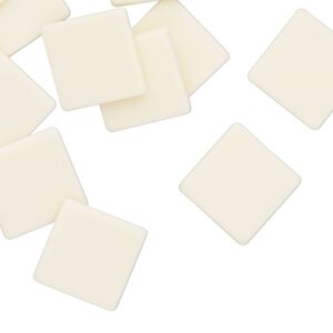 Embellishment, acrylic, opaque cream, 12mm square. Sold per pkg of 24.