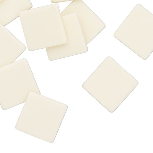 Embellishment, acrylic, opaque cream, 12mm square. Sold per pkg of 24. image number 0