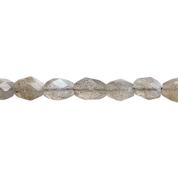 Labradorite 1pkg1, hand-cut faceted puffed oval bead natural 14 inch 6x4mm-8x6mm image number 0