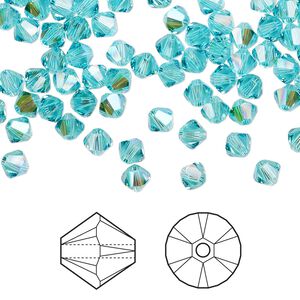 Bead 144pk light turquoise glacier blue, Crystal Passions® 4mm bicone 5328