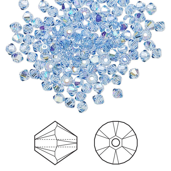 Bead 48pk light sapphire AB, Crystal Passions® 3mm bicone 5328 image number 0