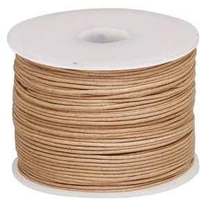 Cord, waxed cotton, light brown, 0.5mm. Sold per 100-meter spool.