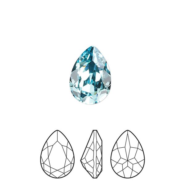 Fancy stone 2pk aqua bohemica foil back, Preciosa MAXIMA Czech crystal rhinestone 14x10mm pear image number 0