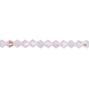 Bead 48pk rose water opal shimmer, Crystal Passions® 4mm bicone 5328