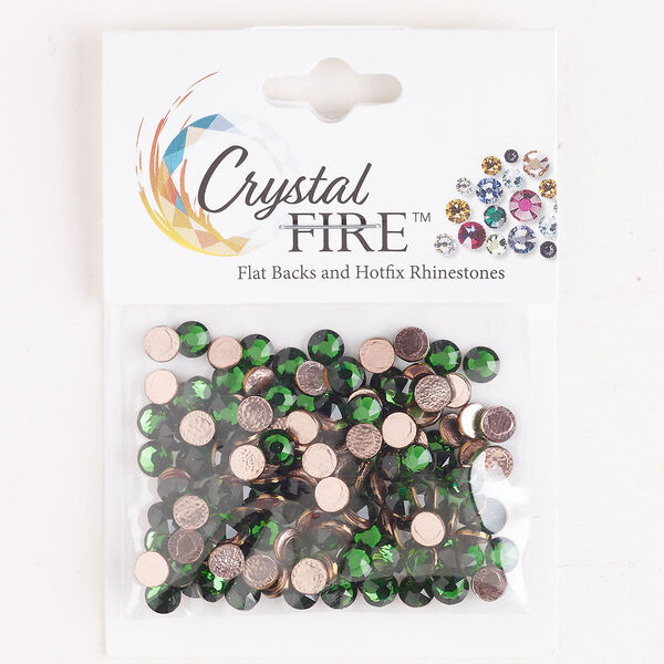Flat back 144pk dark green moss, Crystal Fire® 4.60-4.80mm hotfix round SS20 image number 0