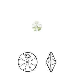 Drop 12pk peridot, Crystal Passions® Regenerated 6mm pendant mini disk 6428