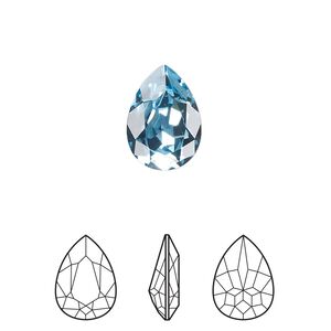 Fancy stone 12pk aquamarine foil back, Crystal Passions® 14x10mm pear 4320