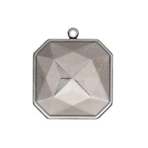 Drop, Almost Instant Jewelry®, gunmetal-plated brass, 25mm square with 23mm square setting. Sold per pkg of 2.