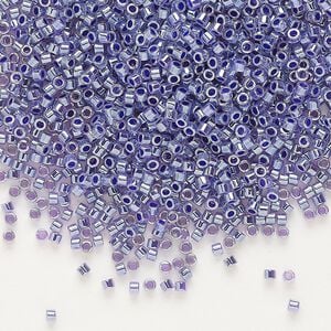 Seed bead, Delica®, glass, pkg/7.5g, #11 round, opaque inside dyed color luster amethyst (DB-0250).