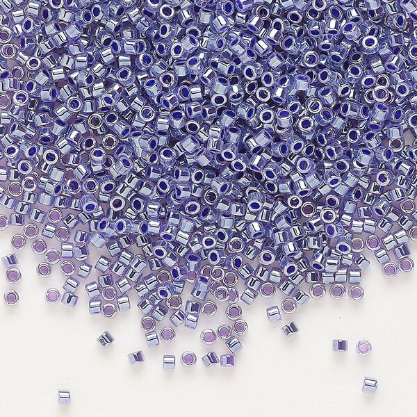 Seed bead, Delica®, glass, pkg/7.5g, #11 round, opaque inside dyed color luster amethyst (DB-0250). image number 0