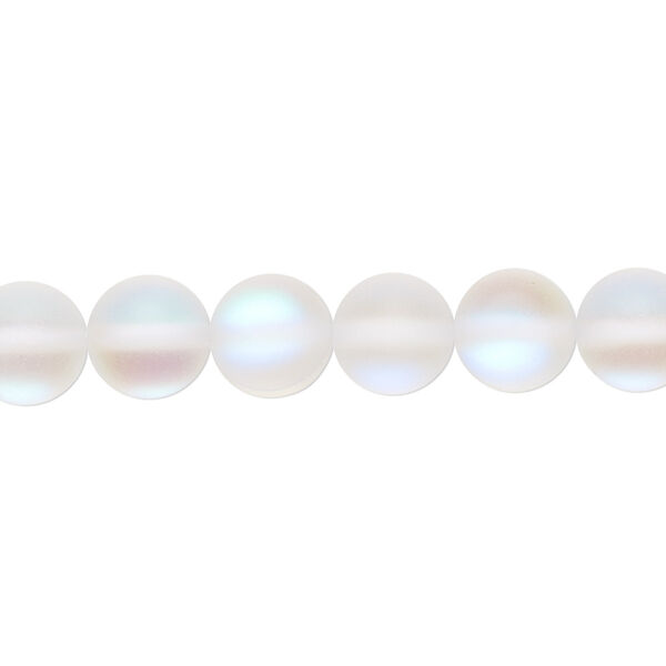 Bead, iridescent glass, translucent matte clear, 8mm round. Sold per 15-1/2" to 16" strand. image number 0