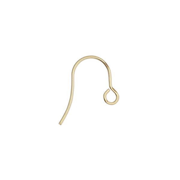 Ear wire fishhook 1pkg10, 13mm / open loop, 21 gauge gold-finished stainless steel 5 pair image number 0