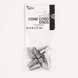 "Pewter" (zinc-based alloy) 1pkg8, cone / swirl design antique silver-finished 17x9mm