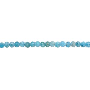 Blue apatite 1pkg1, faceted round bead natural 15.5 inch 2.6-3mm