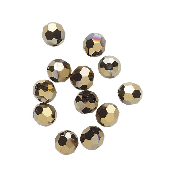 Bead 12pk crystal dorado 2X, Crystal Passions® 6mm round 5000 image number 0