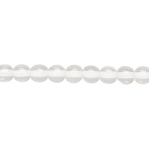 Bead, Czech glass druk, clear, 6mm round. Sold per 15-1/2" to 16" strand.