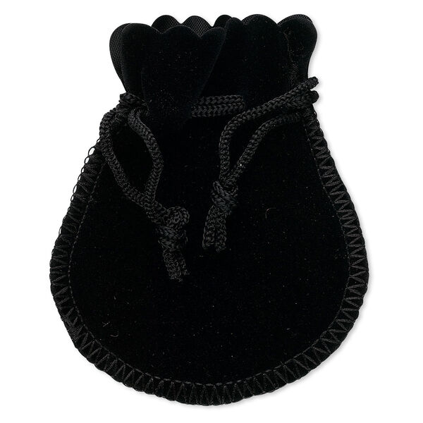 Pouch, velveteen, black, 3-3/4 x 3 inches with drawstring. Sold per pkg of 12. image number 0