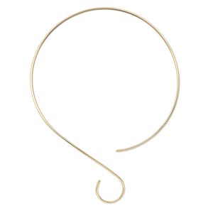 Neckwire, gold-plated brass, 2mm round with smooth curve, 15 inches. Sold individually.