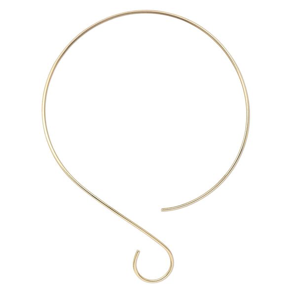 Neckwire, gold-plated brass, 2mm round with smooth curve, 15 inches. Sold individually. image number 0