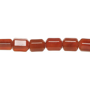 Red agate 1pkg1, 6-sided capsule bead, 15 inch 8x5mm-8x6mm