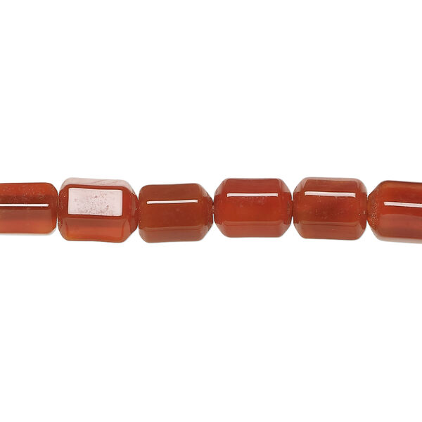 Red agate 1pkg1, 6-sided capsule bead, 15 inch 8x5mm-8x6mm image number 0