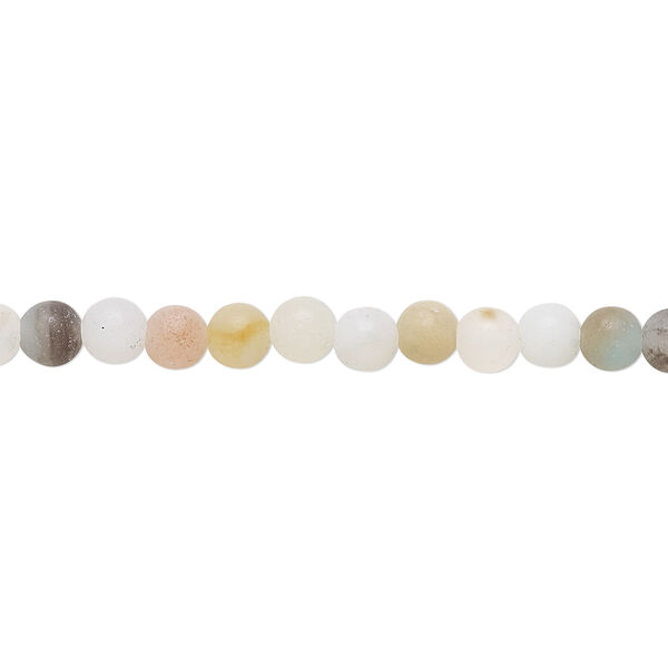Bead, flower amazonite (natural), matte, 4mm round, B grade, Mohs hardness 6 to 6-1/2. Sold per 8-inch strand, approximately 45-50 beads. image number 0