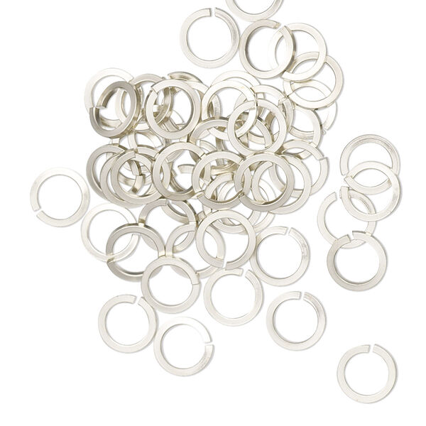 Jump ring, copper / zinc / nickel, nickel silver, 6mm hand-cut round square wire, 4.2mm inside diameter, 19 gauge. Sold per pkg of 50. image number 0