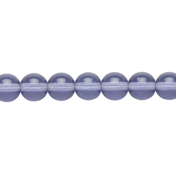 Bead, Czech glass druk, transparent lilac, 8mm round. Sold per 15-1/2" to 16" strand, approximately 50 beads. image number 0