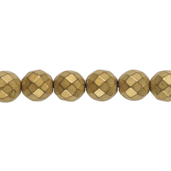 Hemalyke™ 1pkg1, matte electroplated faceted round bead 15.5-16 inch 8mm image number 0