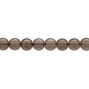Smoky quartz 1pkg1, flat round bead 15.5-16 inch 6mm