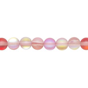 Bead, iridescent glass, translucent matte red, 6mm round. Sold per 15-1/2" to 16" strand.