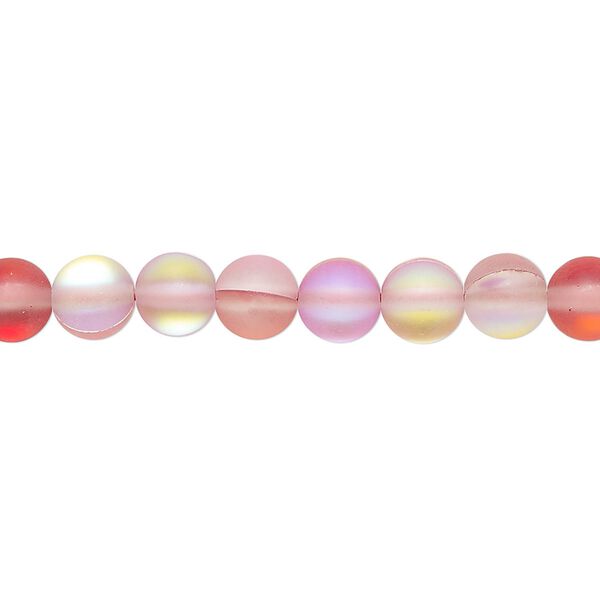 Bead, iridescent glass, translucent matte red, 6mm round. Sold per 15-1/2" to 16" strand. image number 0